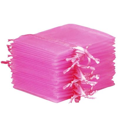 5 stuks Organza zakjes 40 x 55 cm - roze - Afbeelding 2
