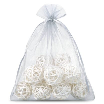 5 stuks Organza zakjes 40 x 55 cm - zilver