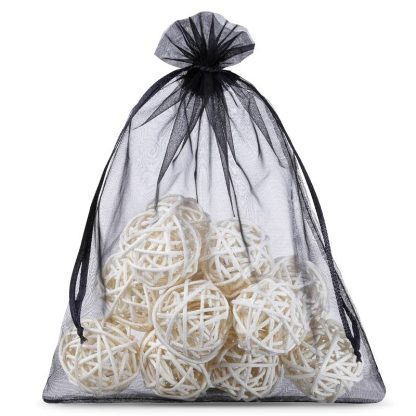 5 stuks Organza zakjes 40 x 55 cm - zwart
