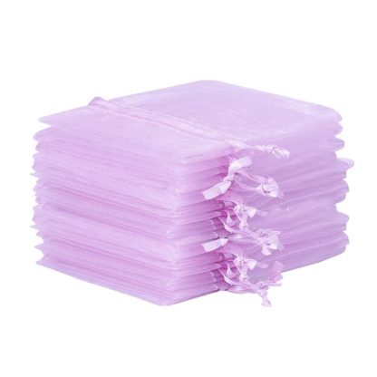 25 stuks Organza zakjes 5 x 7 cm - lichtpaars - Afbeelding 2