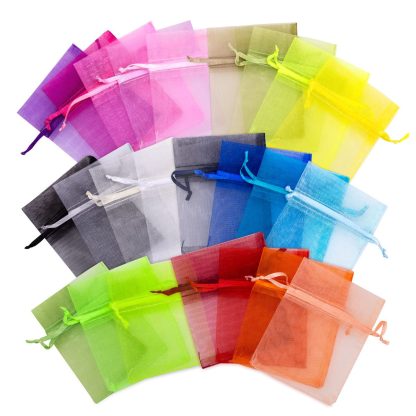 25 stuks Organza zakjes 6 x 8 cm - kleurenmix