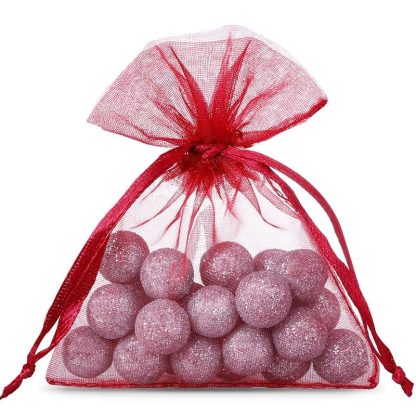 25 stuks Organza zakjes 6 x 8 cm - bordeaux
