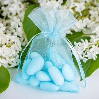 25 stuks Organza zakjes 6 x 8 cm - hemelsblauw - Afbeelding 2