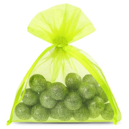 25 stuks Organza zakjes 6 x 8 cm - neon groen