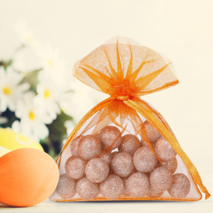 25 stuks Organza zakjes 7 x 9 cm - oranje - Afbeelding 2
