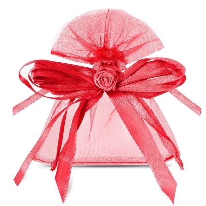 10 stuks Organza zakjes 8 x 10 cm - bordeaux