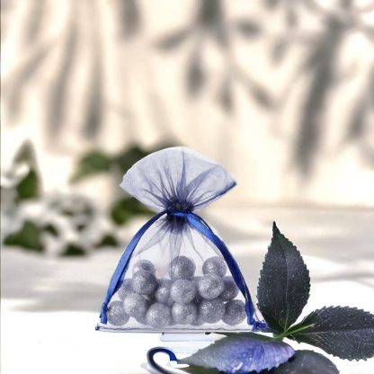 25 stuks Organza zakjes 8 x 10 cm - donkerblauw - Afbeelding 2