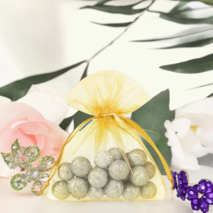 25 stuks Organza zakjes 8 x 10 cm - goud - Afbeelding 2