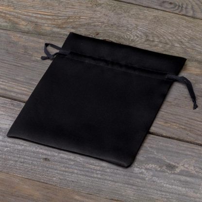 10 stuks Satijnen zakjes 12 x 15 cm - zwart - Afbeelding 2
