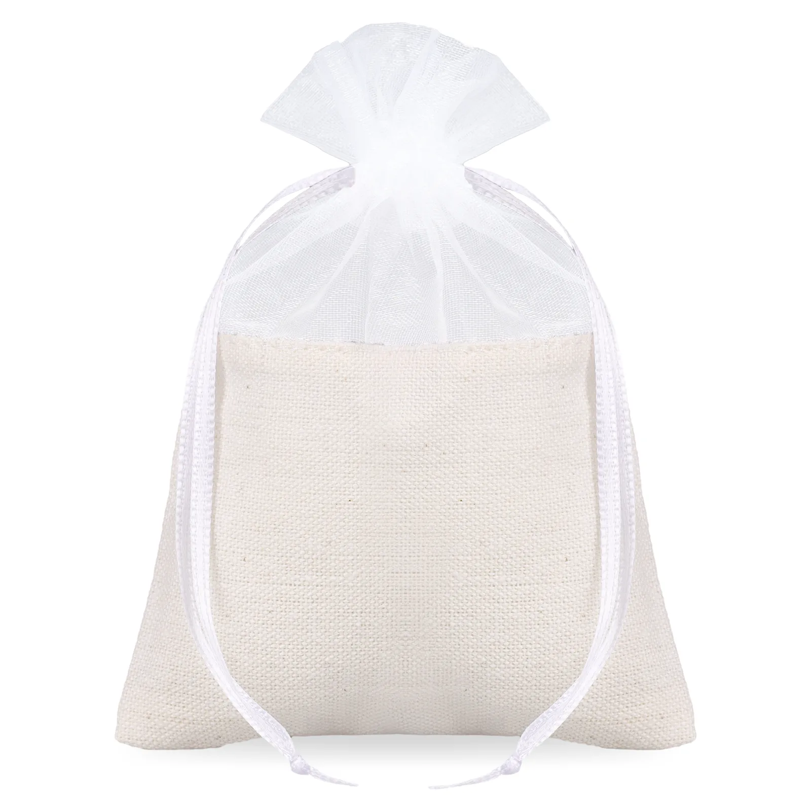 Katoenen zakjes met organza 10x13 cm - 10 stuks - elegante verpakking met een vleugje lichtheid