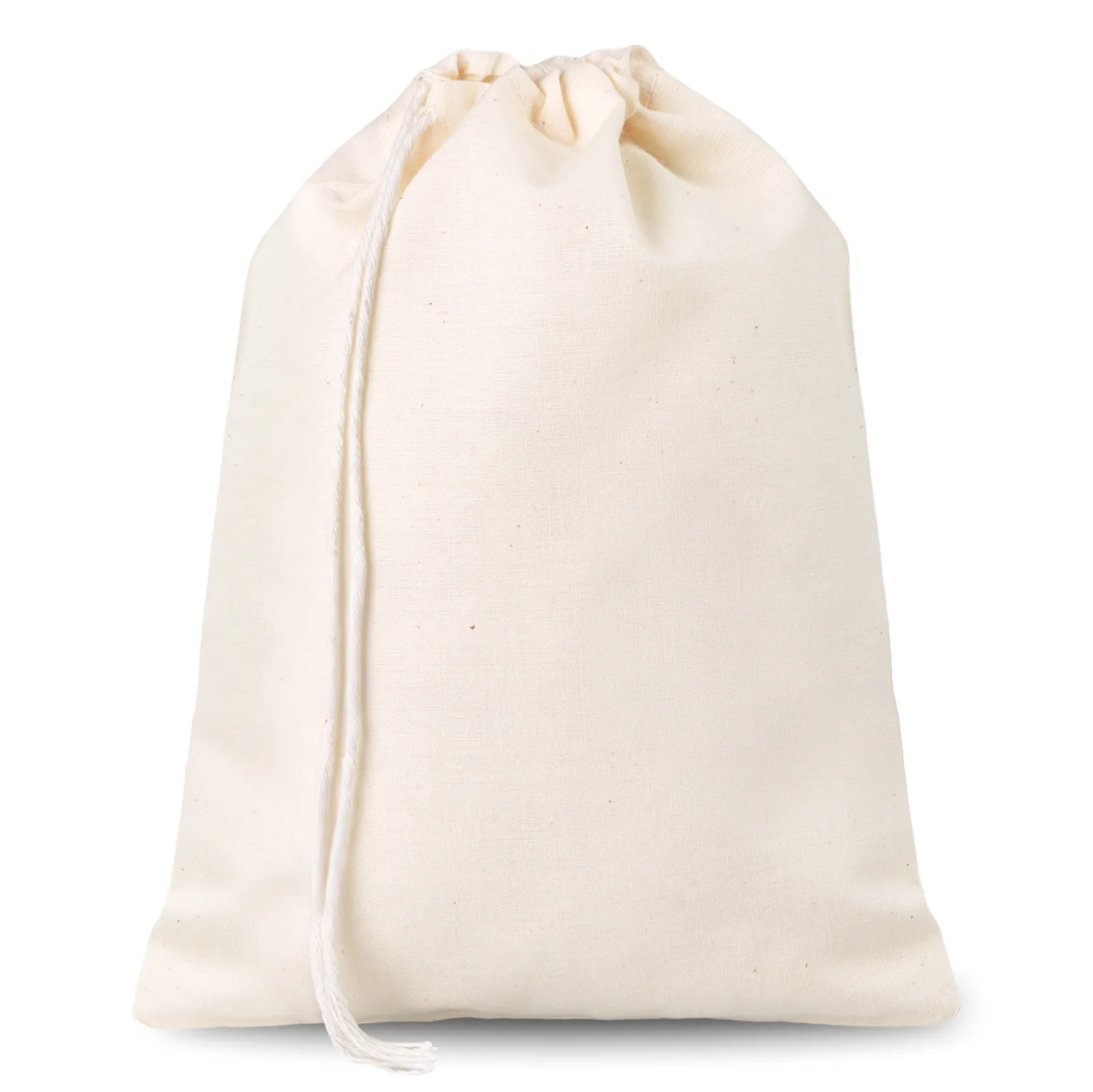 5 stuks Katoenen zakjes 20x27 cm met enkel koordje - natuurlijk, voor cadeaus