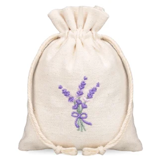 Lavendel zakjes van katoen met borduursel - 9x12 cm, set van 10 - geurige charme in een natuurlijk jasje