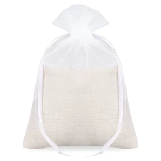 Linnenlook en organza zakjes 15x20 cm - natuurlijke elegantie in verfijnde vorm (10 stuks)
