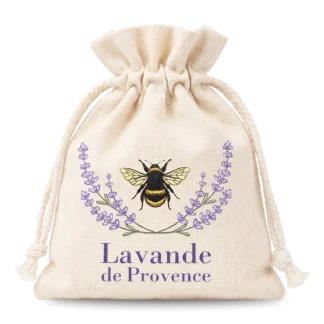 10 stuks lavendel katoenen zakjes 9 x 12 cm, naturel, met de opdruk "Lavande de Provence"