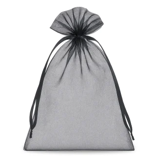 10 stuks Organza zakjes 15 x 20 cm - zwart