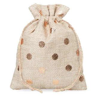 Jute zakjes met stippen - 12x15 cm, set van 10 - natuurlijk & feestelijk verpakt