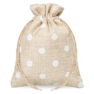 Jute zakjes 12x15 cm - witte stippen & rustieke charme voor jouw geschenken
