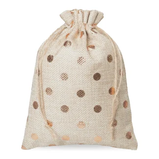 Zakjes in jute-look 15x20 cm met gouden stippen - rustieke en elegante cadeauverpakking